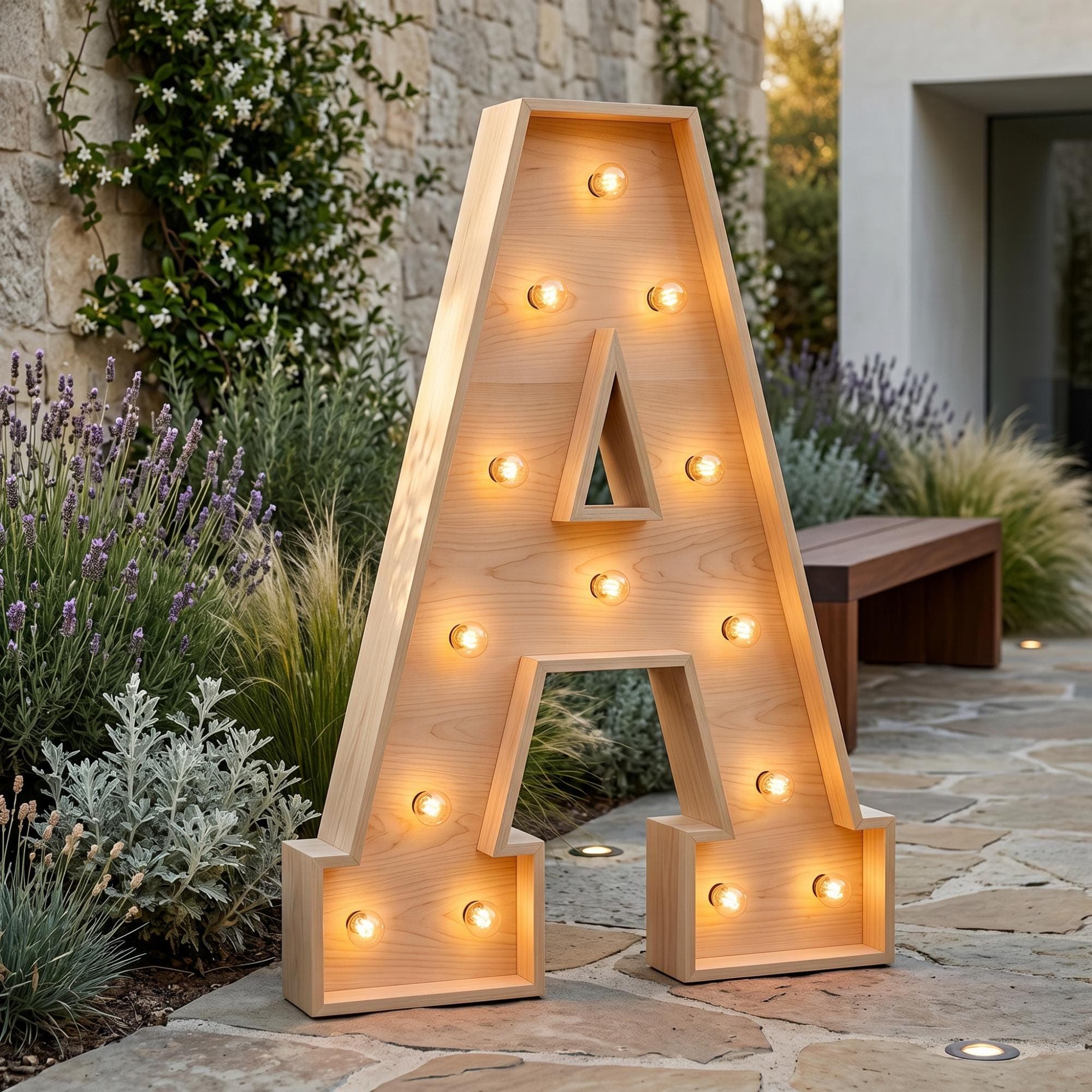 4ft Marquee Letter A Template PDF | Diy Giant Light Up Letter Plans | Wooden Marquee Sign with Lights | Svg, Dxf, Pdf Blueprint - view 5