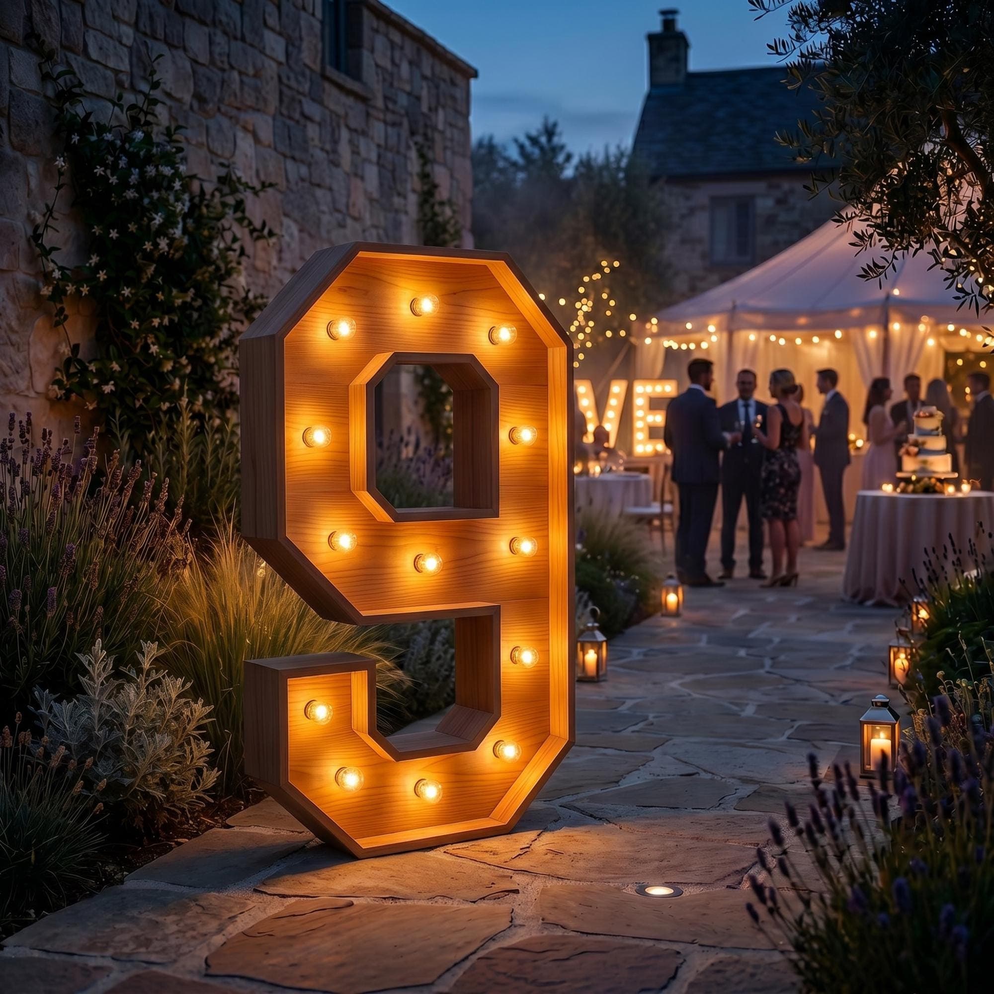 4ft Marquee Letter '9' Template PDF | Diy Giant Light Up Letter Svg, Dxf, Pdf Blueprint - view 4