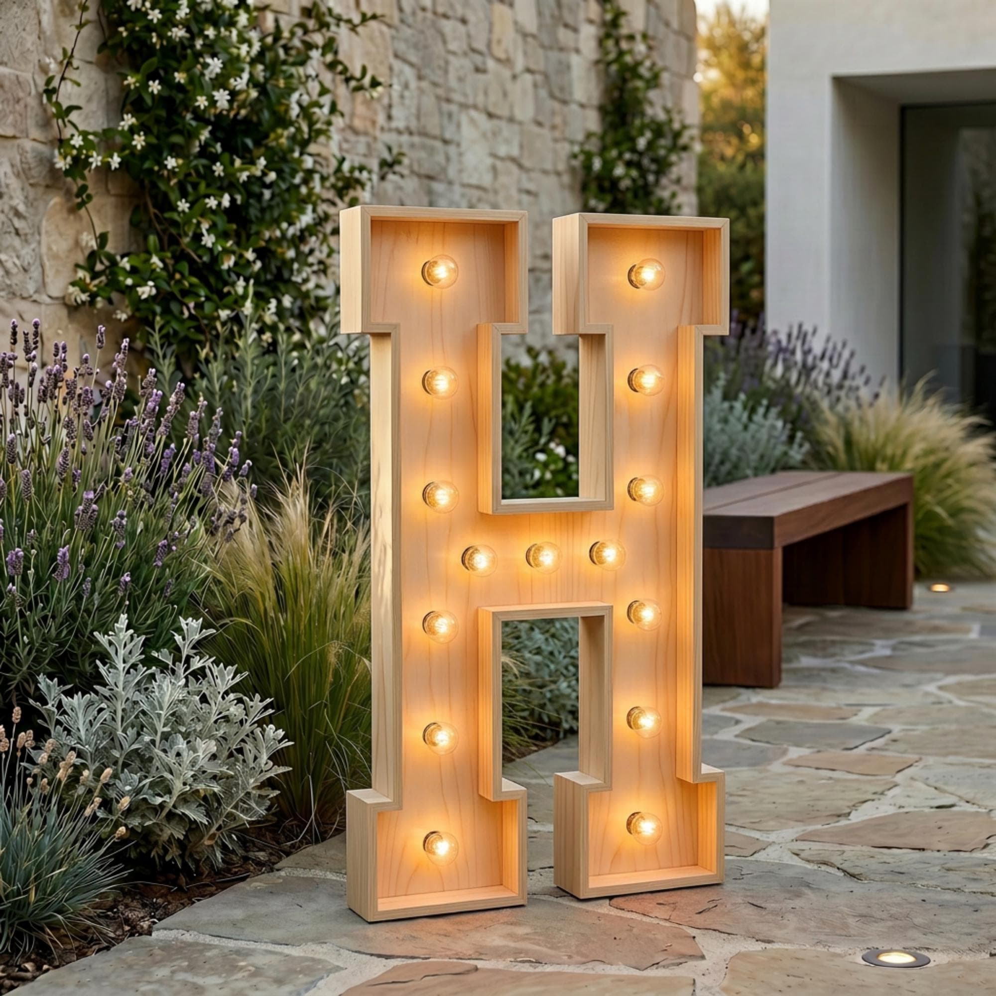 4ft Marquee Letter "H" Template PDF | Diy Giant Light Up Letter Svg, Dxf, Pdf Blueprint - view 3