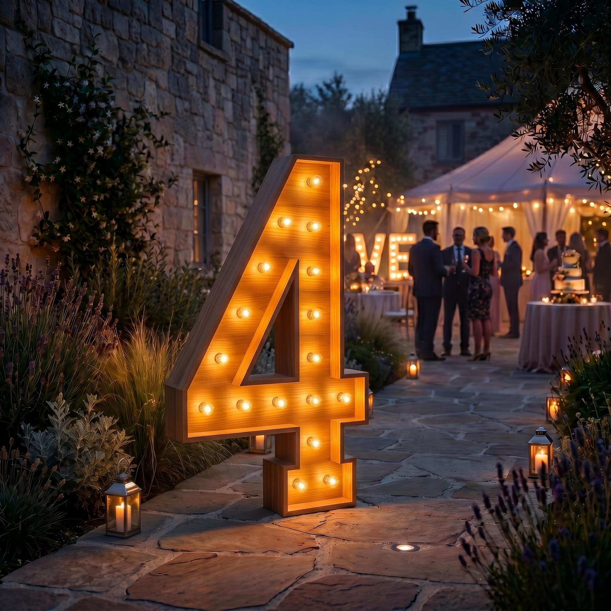 4ft Marquee Letter '4' Template PDF | Diy Giant Light Up Letter Svg, Dxf, Pdf Blueprint - view 4