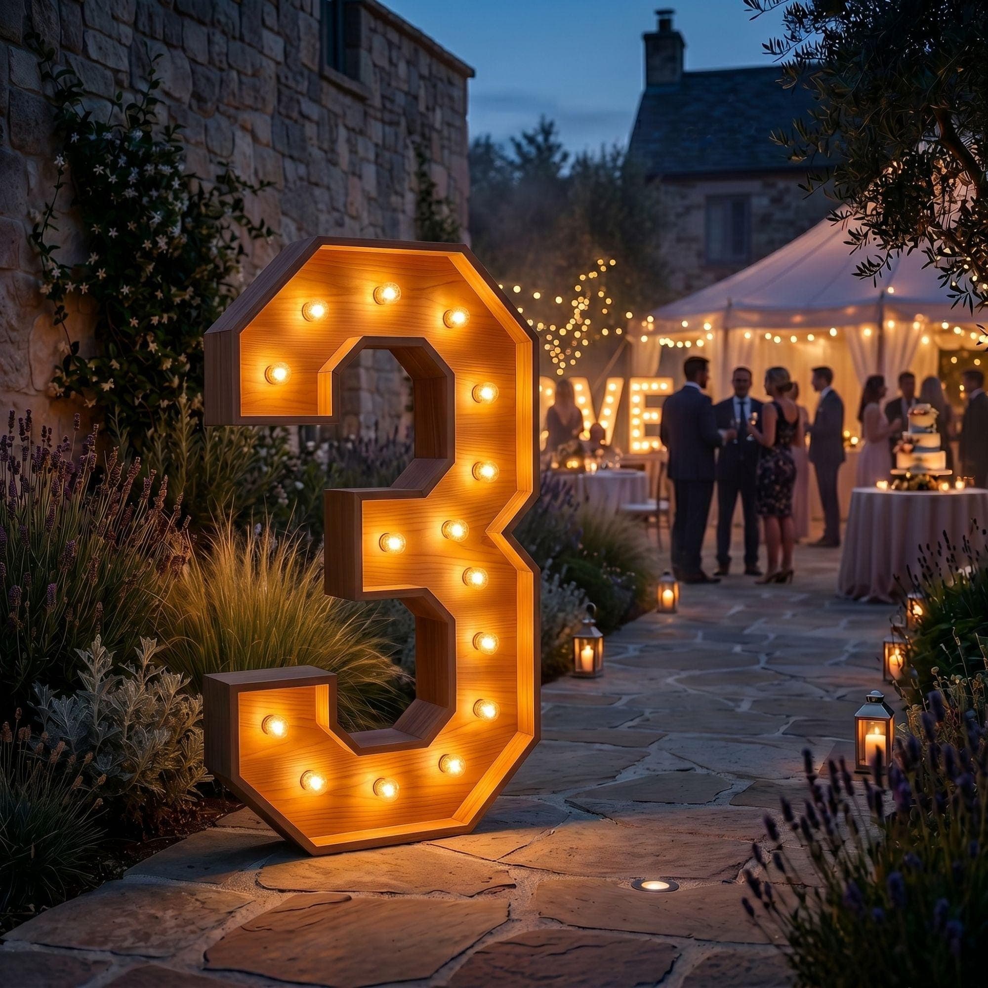 4ft Marquee Letter '3' Template PDF | Diy Giant Light Up Letter Svg, Dxf, Pdf Blueprint - view 4